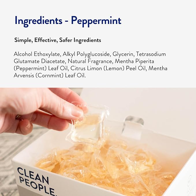 Clean People Laundry Detergent Pods - Recyclable Packaging, Hypoallergenic, Stain Fighting - Ultra Concentrated, Laundry Soap - Peppermint, 192 Pack