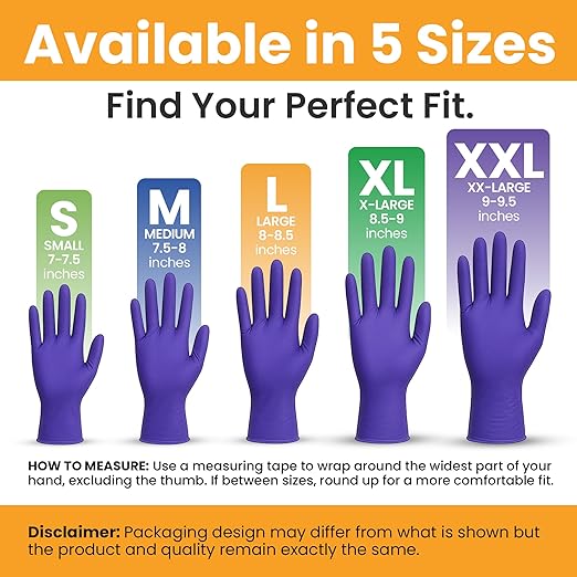 SafeWay Nitrile Disposable Gloves — Multi-Purpose Powder-Free, Non-Latex, Medical Use, and Textured Fingertips for Food Prep, Cleaning, Tattoo, Nursing, Lab, Examination, & More — (6000 pcs, Large)
