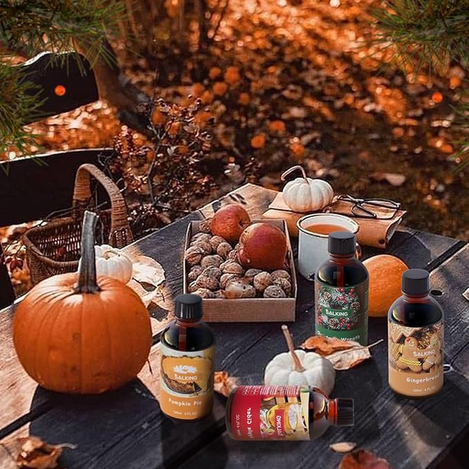 SALKING Apple Cider Fragrance Oil, 120ml (4 Fl Oz) Premium Essential Oils for Diffuser, Candle Scents for Candle Making, Soap Making Supplies, Autumn Scented Diffuser Oil, Halloween Thanksgiving Gift