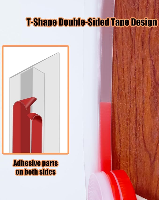 Orghtin T-Shaped Silicone Seal Strip, Clear Sealer Weather Stripping Door Seal Strip, 40Ft x 1.97 in Draft Stopper for Side of Door