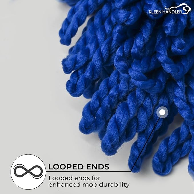 KLEEN HANDLER 36 Inch Microfiber Dust Mop, Large Washable Commercial Mop Head Replacement, Sweeper, Janitorial Supplies, Blue