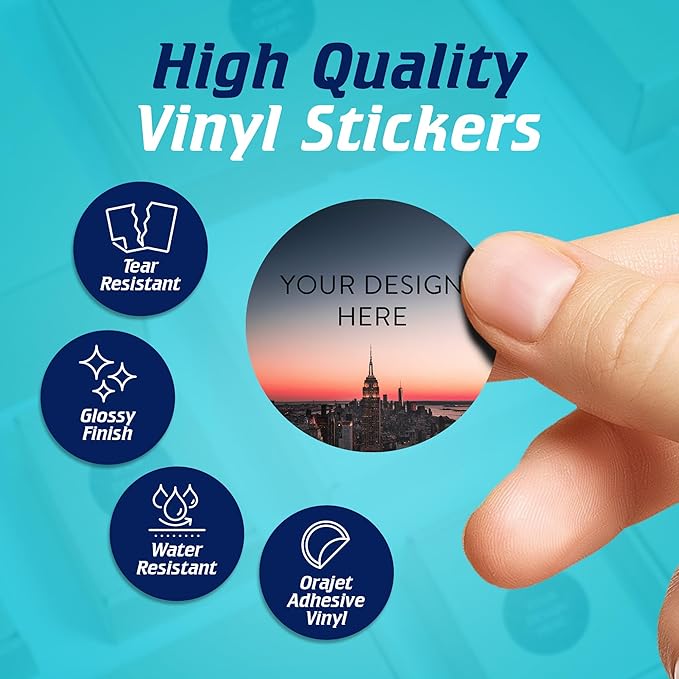 100 Custom Vinyl Stickers - Upload Your own Image, Text, Design, Logo - Personalized Logo Labels for Handmade, Packaging, Bottle, Jars, Candle, Brand Stickers (City, 1.5x1.5)