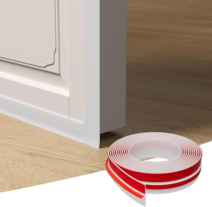 T-Shaped Door Draft Stopper, 1.97 in x 10 Ft Silicone Seal Strip for Windows Gaps, Weather Stripping Seal Strip Shower Sweep, White