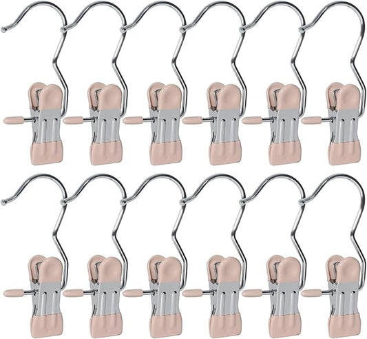 15/30Pcs Upgrade Double Head Clamp Dipped Clothespin for Laundry Hooks with Clips, Boot Holder, Hanging Clips, Portable Multifunctional Hangers Single Clip Space Saving for Jeans, Hats (30, Pink)