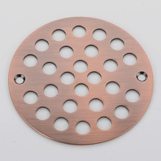 4-Inch Screw-in Shower Strainer Drain Cover Replacement Floor Strainer (Antique Copper)
