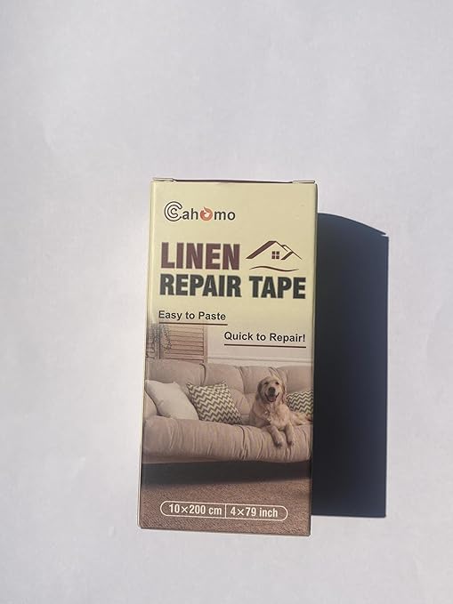 Linen Repair Tape 4x79 inch, Self Adhesive Fabric Patches, Linen Patch Tape Kit, Fabric Repair Tape for Couch Sofas, Headboards, Chairs, Pillows, Curtains, Couches - Black Grey