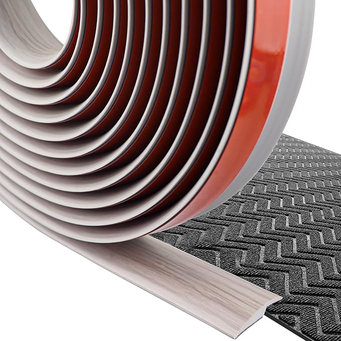 Floor Transition Strip Self Adhesive Carpet & Flooring Transitions Edging Trim Strip PVC Threshold Transitions Suitable for Threshold Height Less Than 5mm (20Ft, Wood Grain Gray-New)