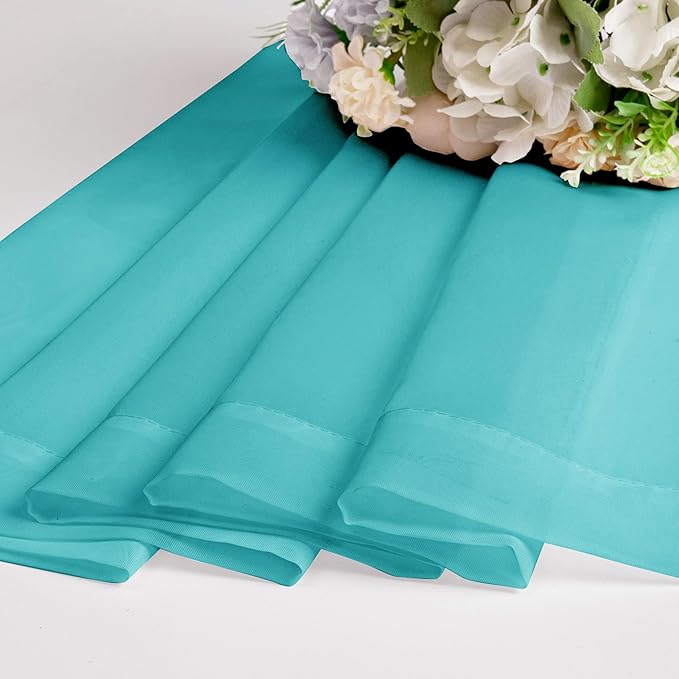 Chyhomenyc Turquoise Sheer Curtains 72 Inch Length 2 Panels, Light Filtering Soft Airy Rod Pocket Voile Window Curtain Drapes for French Door Bedroom Living Room, Each 42Wx72L Inches
