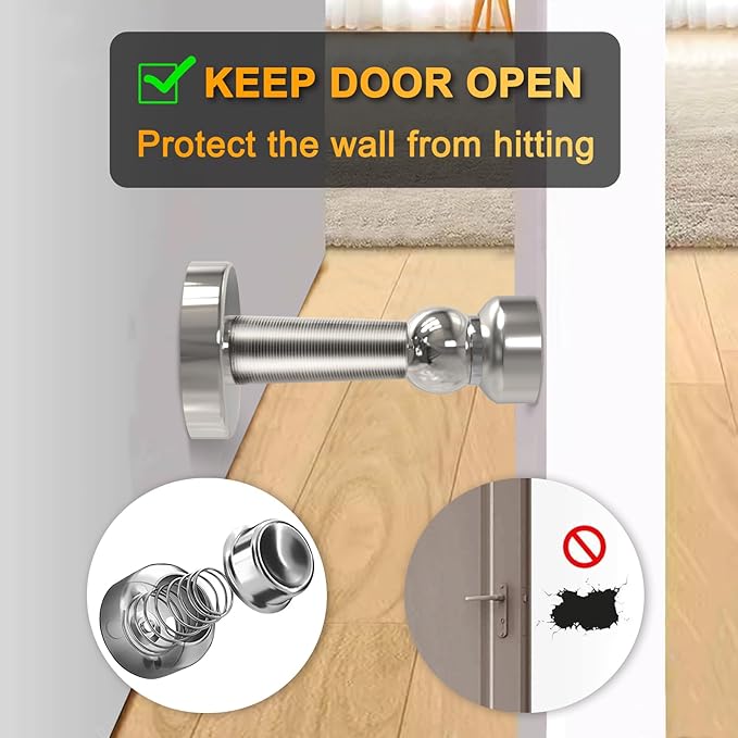 6 Pack Door Stopper Magnetic, COCIVIVRE Magnet Door Stop Stainless Steel for Wall and Floor Mounting, with Screws Drilling Mounting, Heavy Duty for Various Door Types to Hold Your Door Open