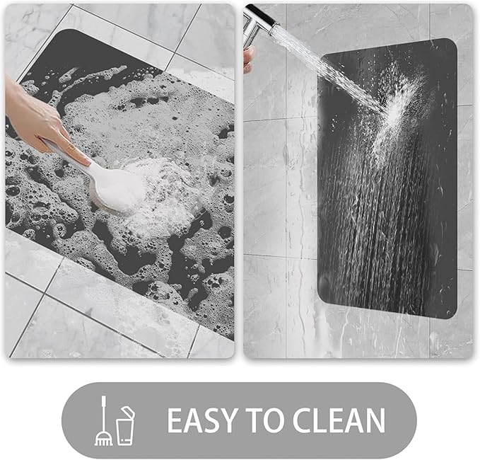 Ultra Thin Door Mat Indoor Entrance, 1/10 in Thin Door Mats for Inside Entry, Non-Slip Rubber Backing Washable Doormat, Fade Resistant, Absorbent, Low Profile Dirt Trapper, 24''X16'', Dark Grey