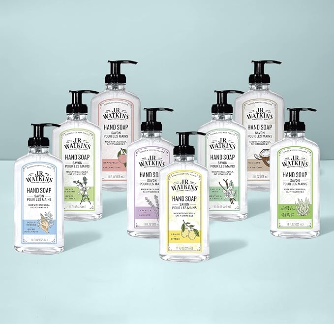 J.R. Watkins Gel Hand Soap Refill Pouch, Scented Liquid Hand Wash for Bathroom or Kitchen, USA Made and Cruelty Free, 34 fl oz, Ocean Breeze, 6 Pack