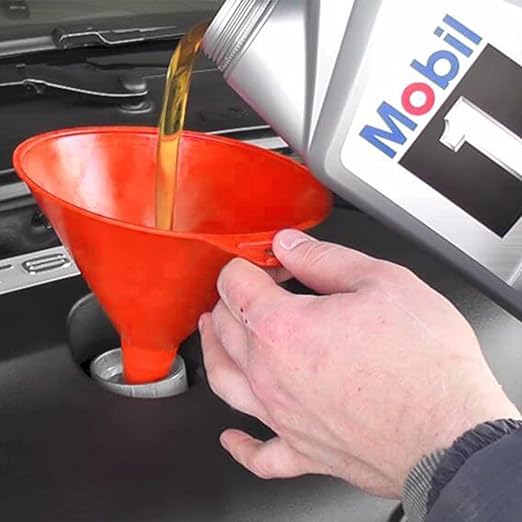 DEDC Oil Funnels, Gas Funnels, Plastic Funnel Set for Car, Automotive, Kitchen, Mini Small Large Red (4pcs Gas Plastic Funnel)