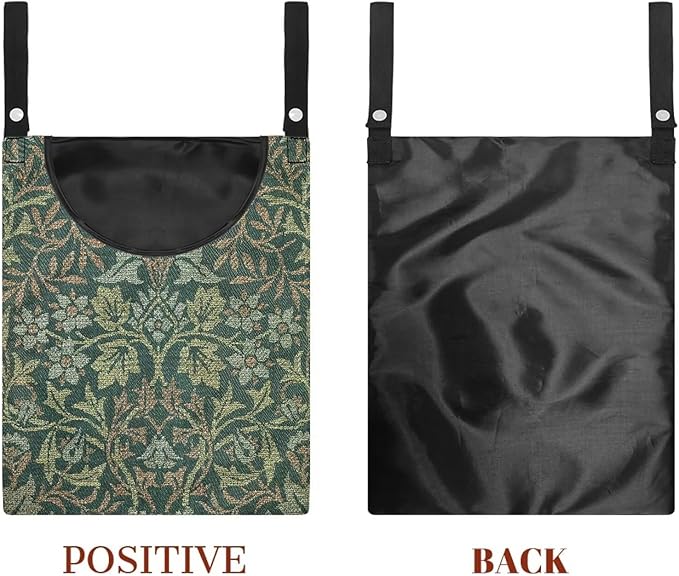 Jumbo Clothespin Organizer Bag 14.5x12 Inches - Extra Wide Access Opening - Industrial Strength Hanging Storage for Home & Commercial Laundry Use William Morris Flower Print