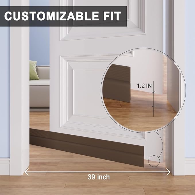 Door Draft Stopper,Door Sweep for Bottom of Doors,Weather Stripping Seal Draft Guard Blocker Noise Cold Air Insulation Soundproofing for Exterior Interior Home Improvement(Brown, 39")