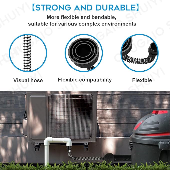 AC Drain Line Cleaner；AC Drain Line Cleaner Adapter Evacuates & Unclog AC Drain Line - HVAC to PVC AC Drain Line Cleaner Tool - Universal Fit AC Drain Line Unclogger - AC Drain Line Cleaning Tool