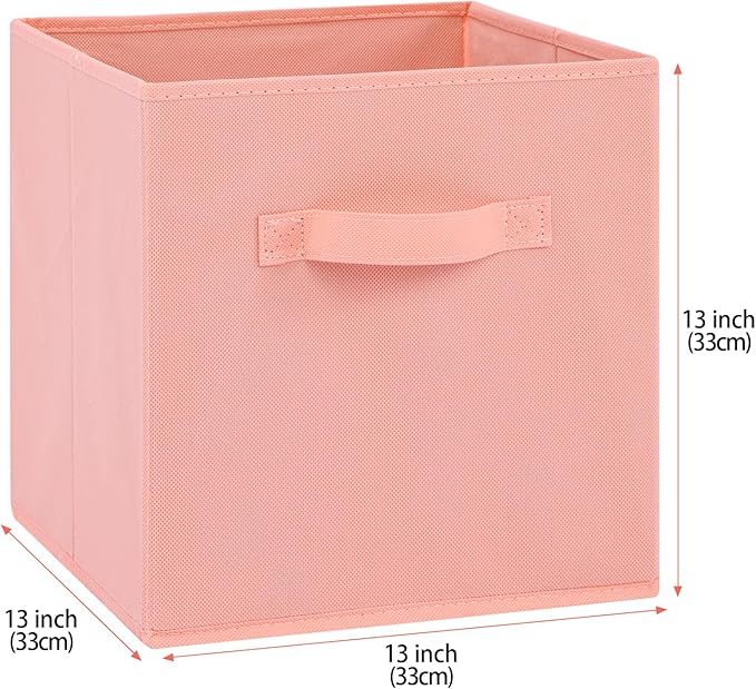 Stero 13x13x13 Inch Fabric Storage Bins 6 Pack Fun Colored Durable Storage Cubes with Handles Foldable Cube Baskets for Home, Kids Room, Closet and Toys Organization Peachpuff