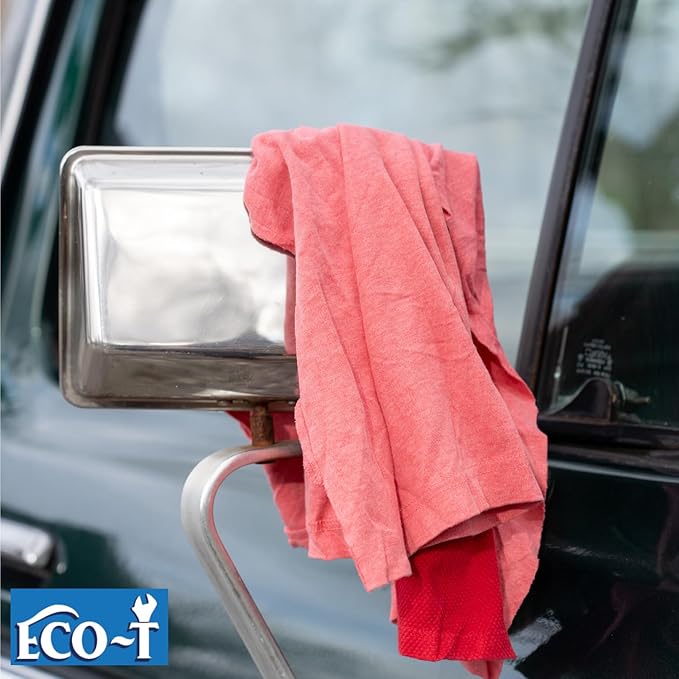 6 x 4 Lb Bags (24 Lbs) Eco-T Mechanic Shop Rags - Colored T-Shirt Material, 100% Recycled, Eco-Friendly, High Absorbency, Low Lint, Low-Cost, Industrial Use Wiping Cloth