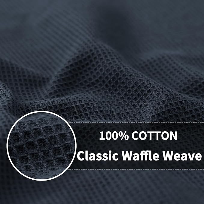Homaxy 100% Cotton Waffle Weave Dish Cloths - 6 Pack Soft and Absorbent Dish Towels - 12 x 12 Inches Quick Dry Dish Rags - Dark Grey