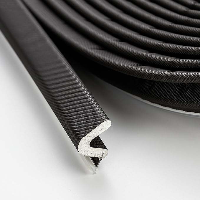 Weather Stripping Door Seal Strip Soundproof Q Foam Weather Stripping for Door Frame, Exterior Door Weather Stripping for Large Gap, Easy to Install（Black, 50FT