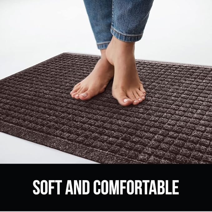 GORILLA GRIP Front Door Mat, 47x35, Indoor Outdoor Ultra Absorbent HydroAbsorb Doormat, Absorbs Up to 6 Cups of Water, Stain and Fade Resistant, Rubber Backing Doormats, Captures Dirt, Coffee