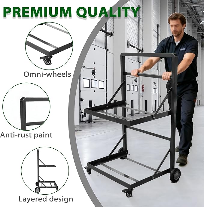 Recycling Cart,2-Tier Recycle Bin Cart with Wheels,Holds up to 140 Lbs,Rolling Utility Organizer for Garbage Sorting,Warehouse and Garage (Black)
