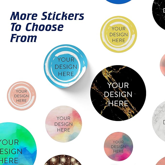 100 Custom Vinyl Stickers - Upload Your own Image, Text, Design, Logo - Personalized Logo Labels for Handmade, Packaging, Bottle, Jars, Candle, Brand Stickers (Blue Swirls, 3x3)
