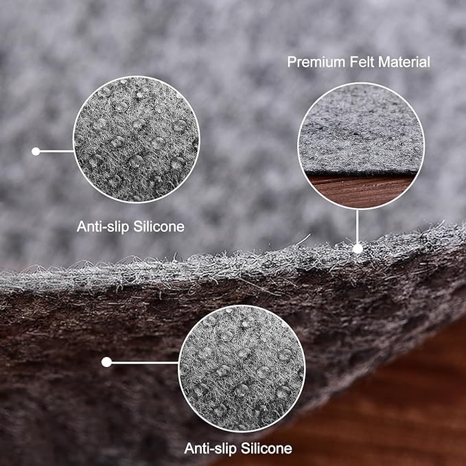 Ultra Strong Anti-Slip Thin Rug Felt Pad, Non Slip Grip Pads, Keep Your Rugs in Place (6 x 9 Feet)- Gray