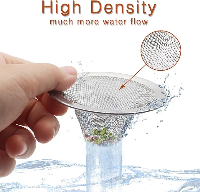 2pcs Heavy Duty Stainless Steel Slop Basket Filter Trap, 2.75" Top / 1" Mesh Metal Sink Strainer, Perfect for Kitchen Sink/Bathroom Bathtub Wash Basin Floor Shower Drain Balcony Drain Hole, Utility