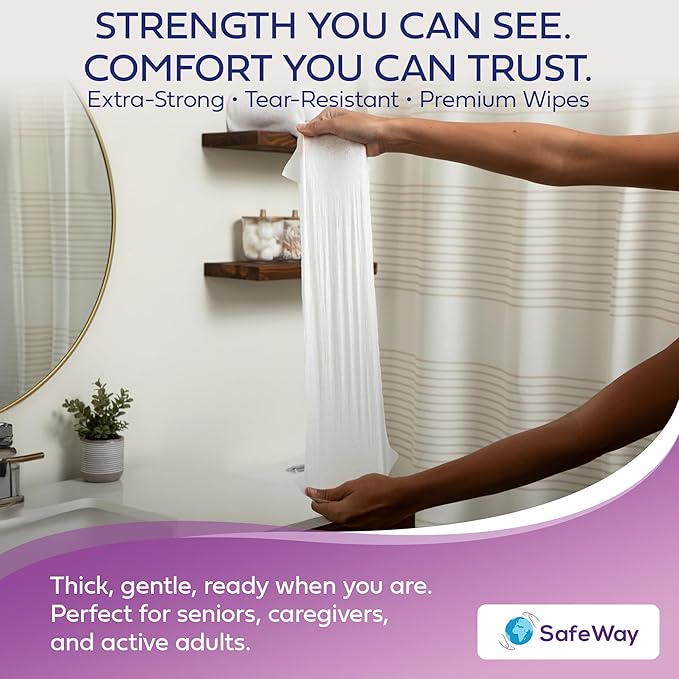 SAFEWAY Adult Wipes Disposable — Multi-Purpose Wipes, Alcohol-Free, Preferred by Caregivers for Seniors & Incontinence Solution, Aloe-Infused, Gentle for Delicate Skin — Extra Large, 1 Pack 50 pcs.