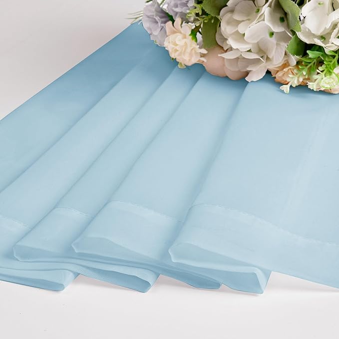 Chyhomenyc Light Blue Sheer Curtains 72 Inch Length 2 Panels, Light Filtering Soft Airy Rod Pocket Voile Window Curtain Drapes for French Door Bedroom Living Room, Each 42Wx72L Inches, Sky Blue