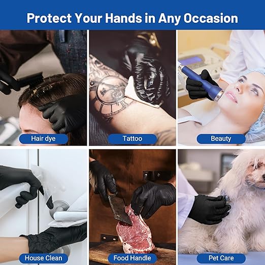 JMU Black Nitrile Gloves Medium Bulk, Case of 1200, 3.5Mil, Latex Free Powder Free