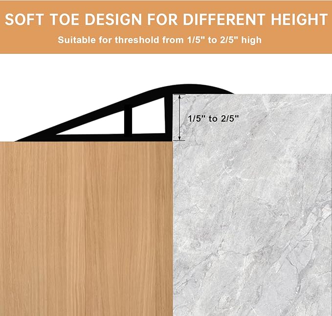 Vinyl Door Threshold Flooring Transition Strip Self Adhesive Carpet Edging Strip for Laminate Doorway Edge Threshold from 1/5" to 2/5" (Smoked Brown Wood Grain, 10 Ft)