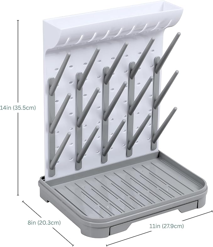 Baby Bottle Drying Rack – Large Vertical Bottle Dryer for 15 Bottles, Space-Saving Countertop Rack for Baby Bottles & Accessories, Compact Holder for Newborn Essentials