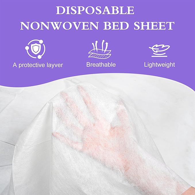 100 Pack Disposable Bed Sheets – 31.5 x 71 in Waterproof Non-woven Sheets for Massage, Spa, Tattoo & Salon Tables(White)
