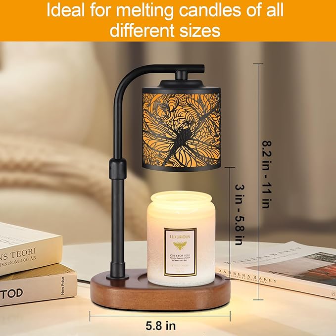 kobodon Candle Warmer Lamp with Timer, Electric Candle Lamp Warmer Birthday for Mom Women Home Bedroom Decor Wax Melt Warmer for Scented Wax with Jar Candles (Dragonfly)