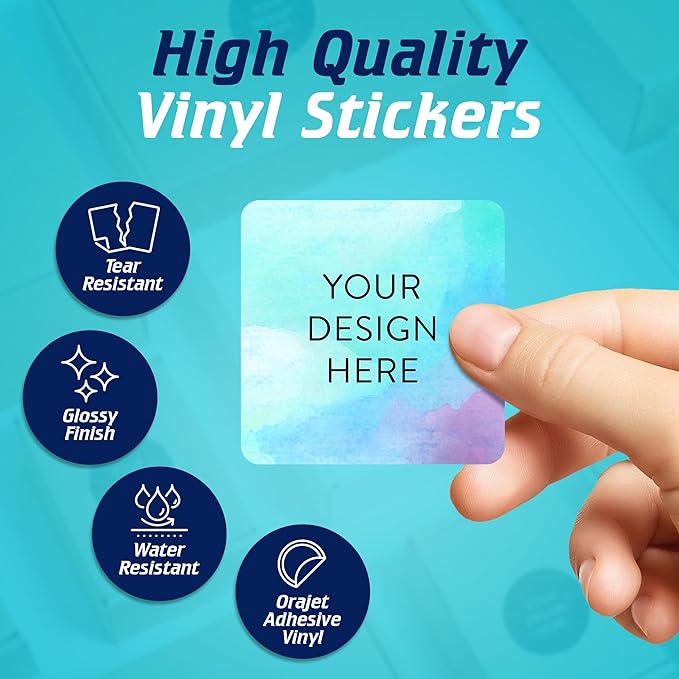 100 Custom Vinyl Stickers - Upload Your own Image, Text, Design, Logo - Personalized Logo Labels for Handmade, Packaging, Bottle, Jars, Candle, Brand Stickers (Sky Blue, 1.5x1.5 Square)