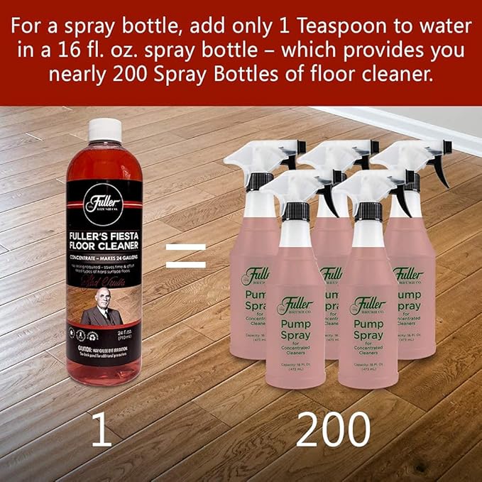 Fuller Brush Fiesta Floor Cleaner Liquid Concentrate - Multi-Surface & Industrial Cleaning For Hardwood, Laminate, Linoleum, Tile & Ceramic Floors, 24 Fl. Oz. Bottle (Pack of 2)
