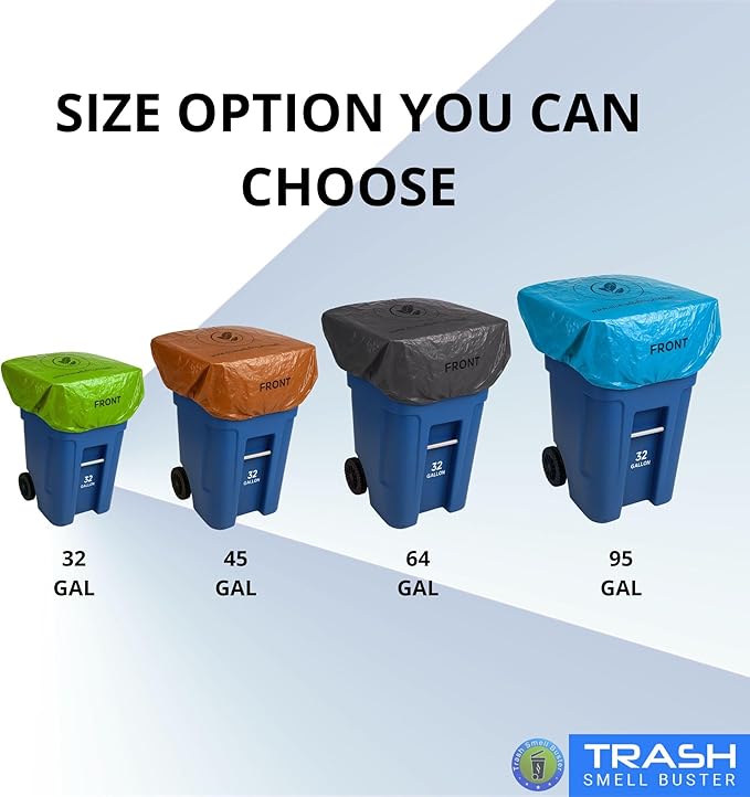 95 Gallon Trash Can Cover Odor Eliminating Bag with Elastic Band Chemical Free Durable Outdoor Garbage Deodorizer 3 Pack