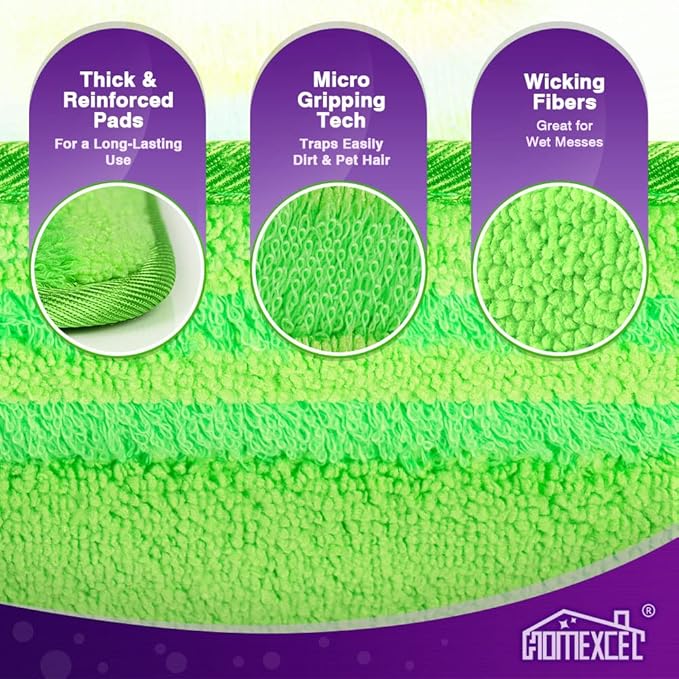 HOMEXCEL Microfiber Mop Pads Compatible with Swiffer Wet Jet,Reusable Machine Washable Swiffer WetJet Mop Pad Refills, Mop Head Replacements for Multi Surface Wet & Dry Cleaning, Pack of 2