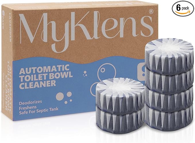 Toilet Bowl Cleaner Tablets, Automatic Toilet Tank Cleaner for Deodorizing & Descaling, Long-Lasting with Sustained Release Technology for Bathroom Cleaners, Blue, 6 Packs