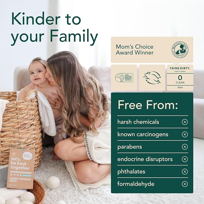 Kind Laundry Detergent Sheets with Stain-Fighting Enzymes - Plant Powered Eco-Friendly Laundry Soap Sheets - Home or Travel Laundry Detergent - Ocean Breeze, 18 Loads (Mom's Choice Award Winner)