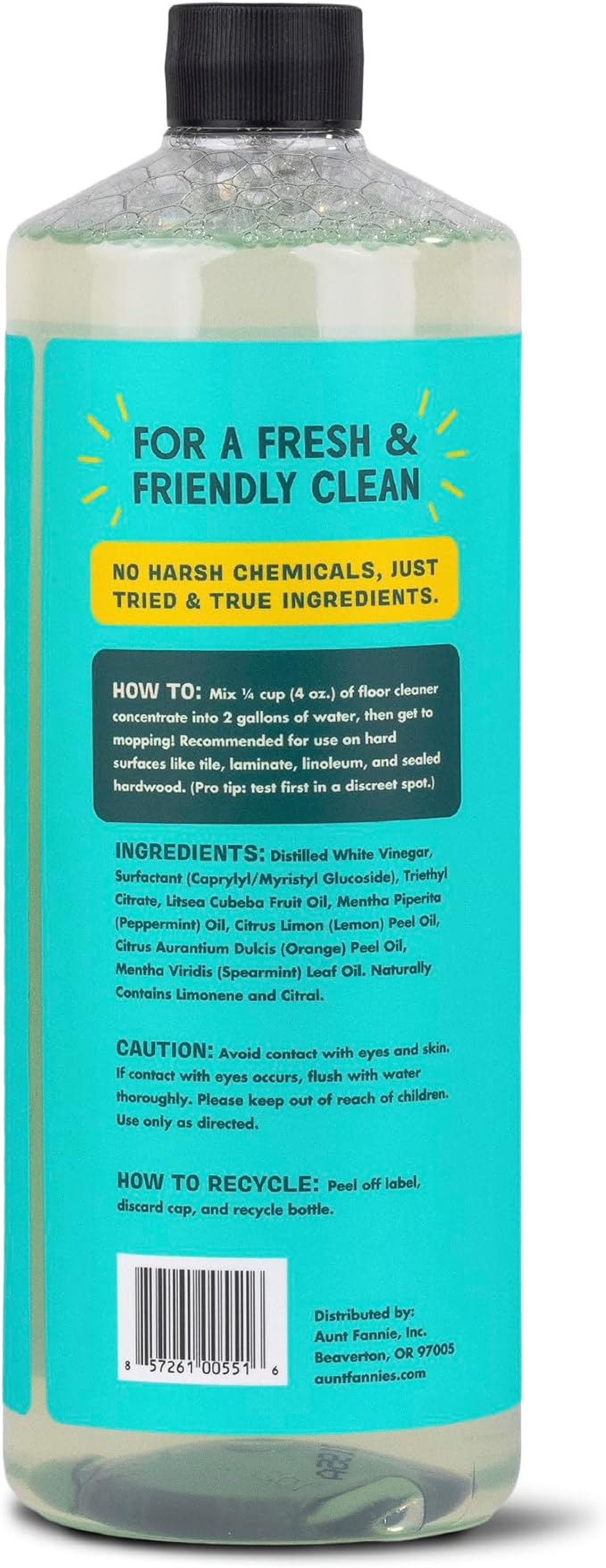 Aunt Fannie's Ultra Concentrated Floor Cleaner Vinegar Wash, Multi-Surface Solution For Mopping, Makes 16 Gallons, Bright Lemon Scent, 32 oz. (Pack of 6)