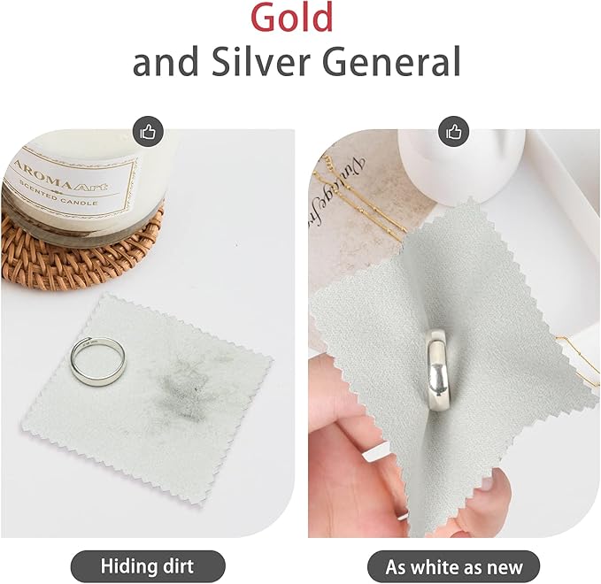 CATIFLIN 100pcs Jewelry Cleaning Cloth, Silver Polishing Cloth Individually Wrapped, Small Jewelry Polishing Cloth for Sterling Silver, Gold, Platinum and More (Light Gray, 3.15" x 3.15")