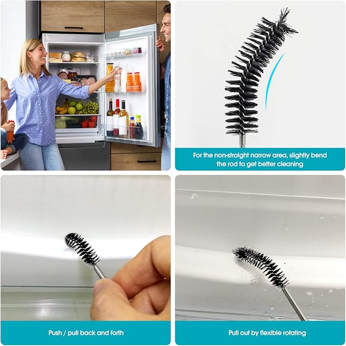 Extra-Thick Drain Brush with Stronger Spring - 67-Inch Flexible Pipe Cleaning Tool - Dual Bristle Heads - Ideal for Curved Pipes and Slim Holes – Black