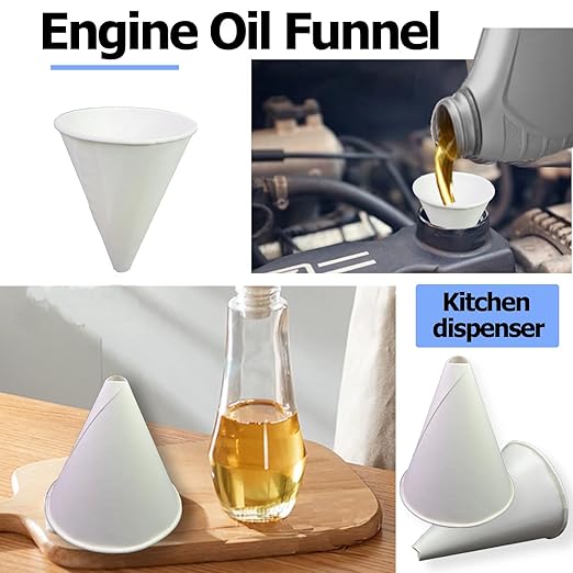 100 Pcs Paper funnels for Motor Oil 6oz Disposable Engine Oil Funnels Paper Funnel for Dispensers Kitchen Filling Bottle Disposable Funnel Paper Funnels Paper Oil Funnels