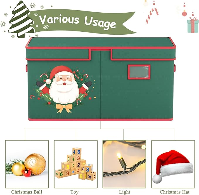 Christmas Ornament Storage Box Christmas Ornament Storage 128 Ornaments Slots 600D Oxford Material Christmas Ornaments Organizer Containers with Handles Holiday Organizer Storage Box
