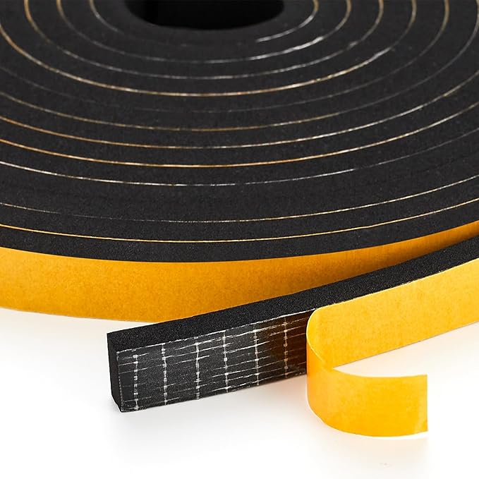 10 Feet Weather Stripping Door Seal, 3" Wide X 1/8" Thick Door Seal Strip High Density Foam Tape Adhesive Strip for Door Soundproofing,Window Insulation (3" x 1/8" x 10FT, Black)
