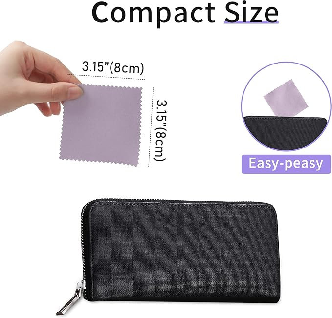 CATIFLIN 100pcs Premium Jewelry Cleaning Cloth, Silver Polishing Cloth Individually Wrapped, for Sterling Silver, Gold, Brass, Silverware, Coin, Ring, Watch and More (Purple, 3.15" x 3.15")