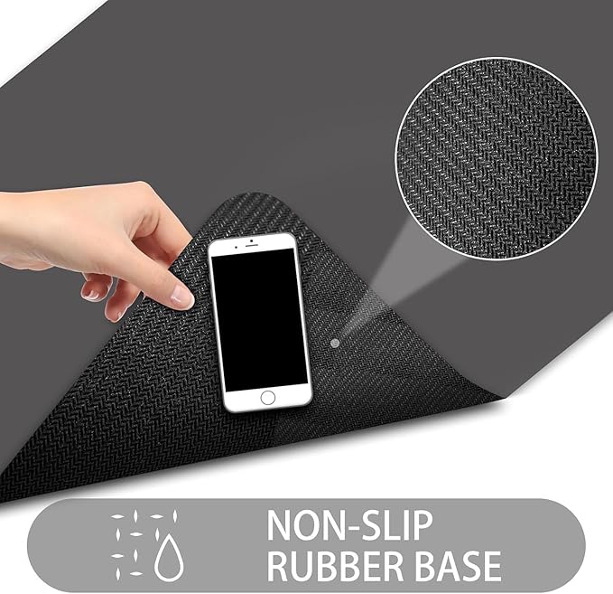 Ultra Thin Door Mat Indoor Entrance, 1/10 in Thin Door Mats for Inside Entry, Non-Slip Rubber Backing Washable Doormat, Fade Resistant, Absorbent, Low Profile Dirt Trapper, 30"X17",Grey