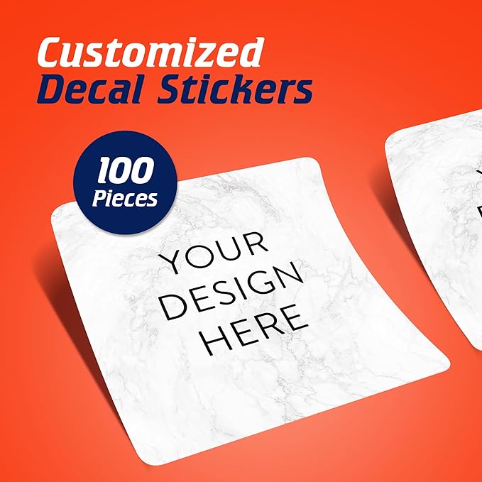 100 Custom Vinyl Stickers - Upload Your own Image, Text, Design, Logo - Personalized Logo Labels for Handmade, Packaging, Bottle, Jars, Candle, Brand Stickers (Silver Marble, 1.5x1.5 Square)